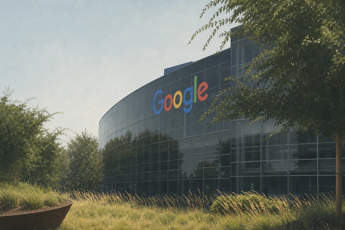 Логотип Google у штаб-квартиры компании