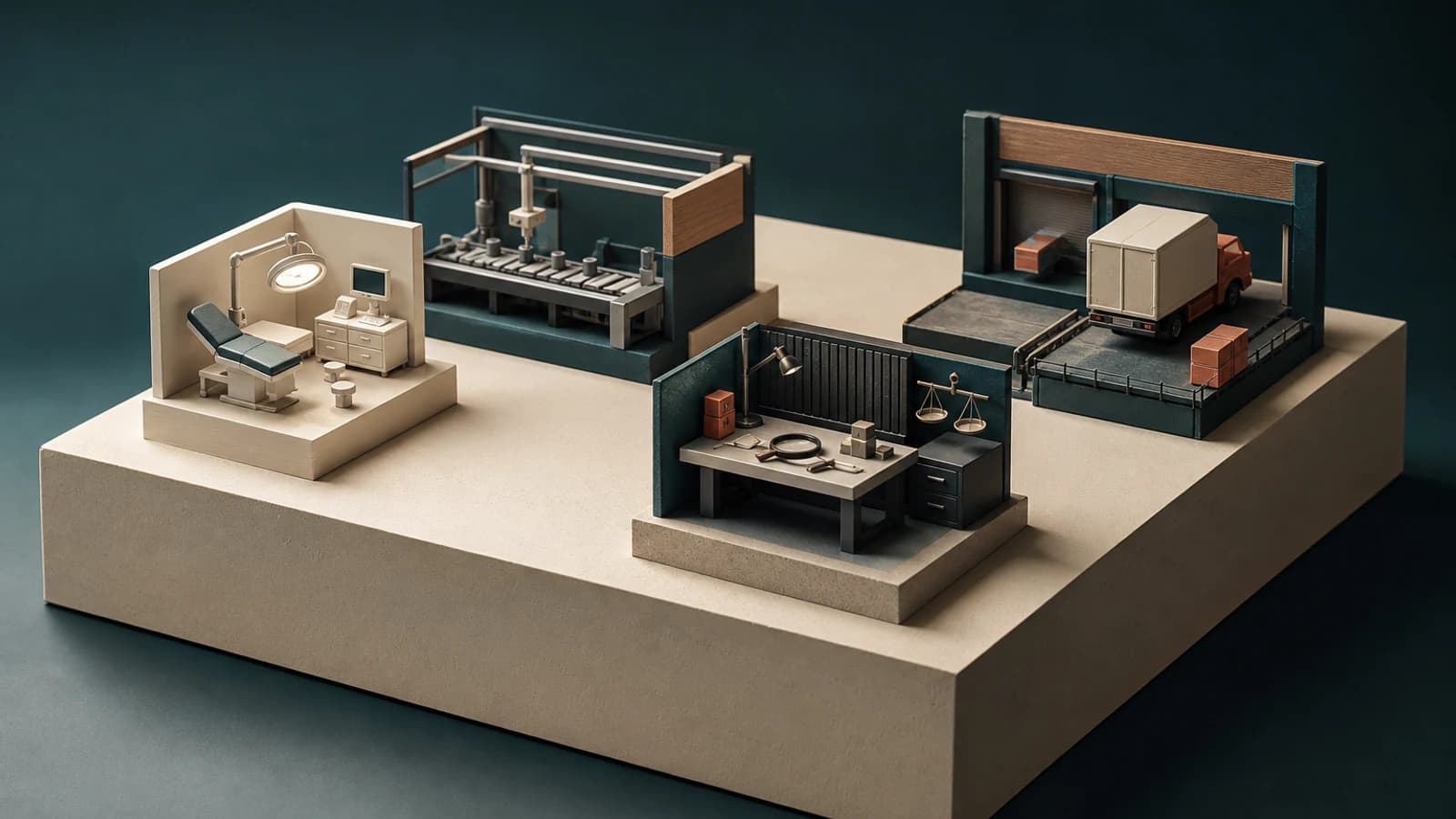 На общей архитектурной платформе расположены четыре разные специализированные рабочие зоны для отраслевых задач.
