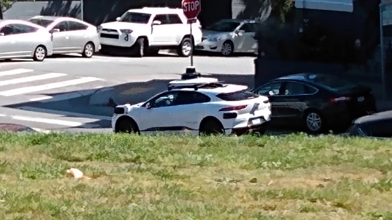 Тестовый беспилотный автомобиль Waymo на дороге