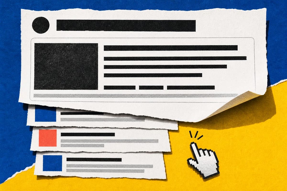 Бумажная поисковая выдача, в которой крупный ответ закрывает ссылки на сайты.