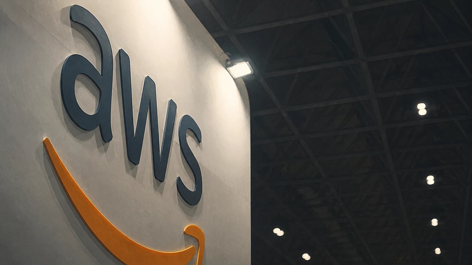 вывеска Amazon Web Services на конференционном стенде