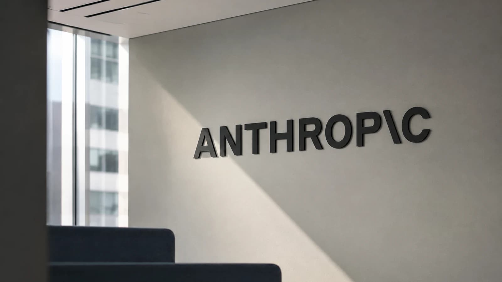 Логотип Anthropic на конференции или офисе компании