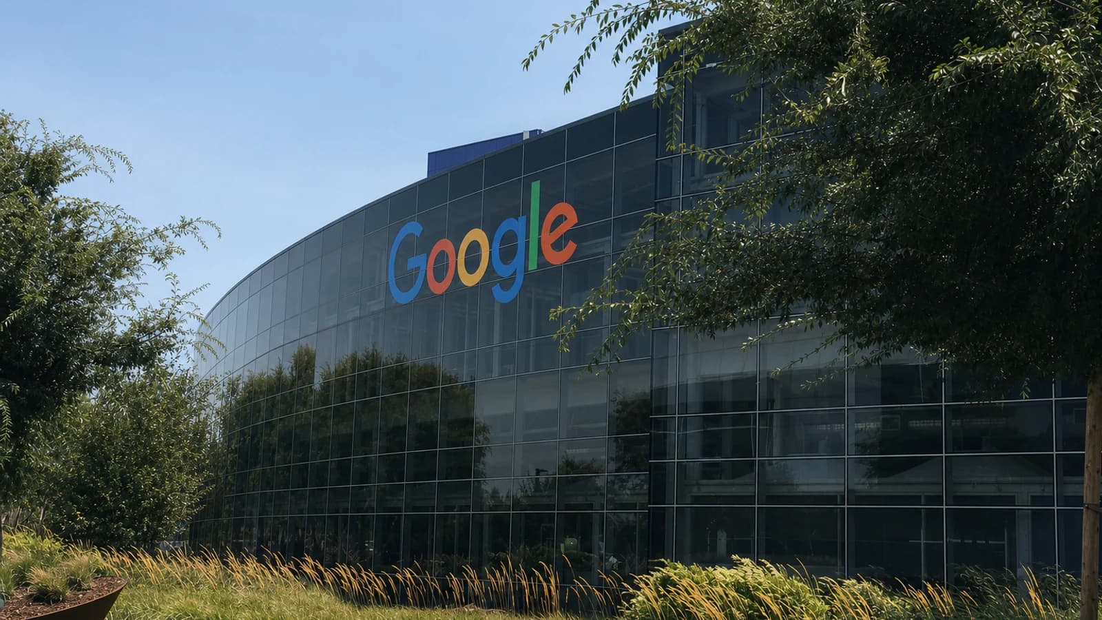Логотип Google на кампусе компании в Маунтин-Вью