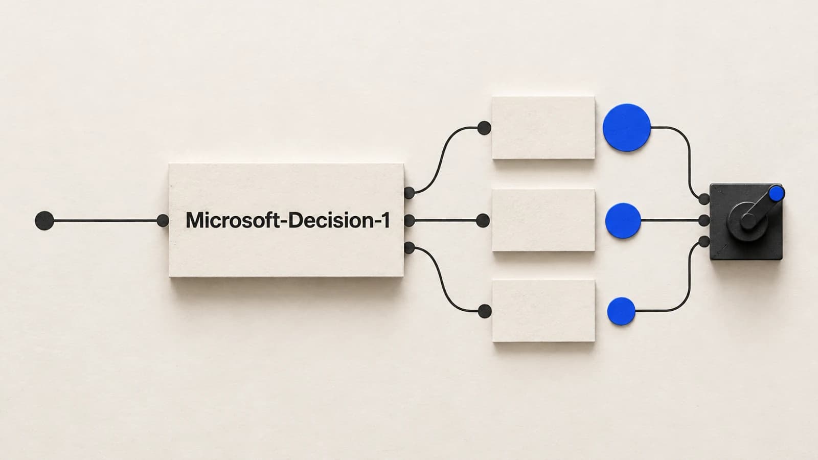 Бумажный модуль Microsoft-Decision-1 с одной входной дорожкой, тремя вариантами и отдельным механическим переключателем.