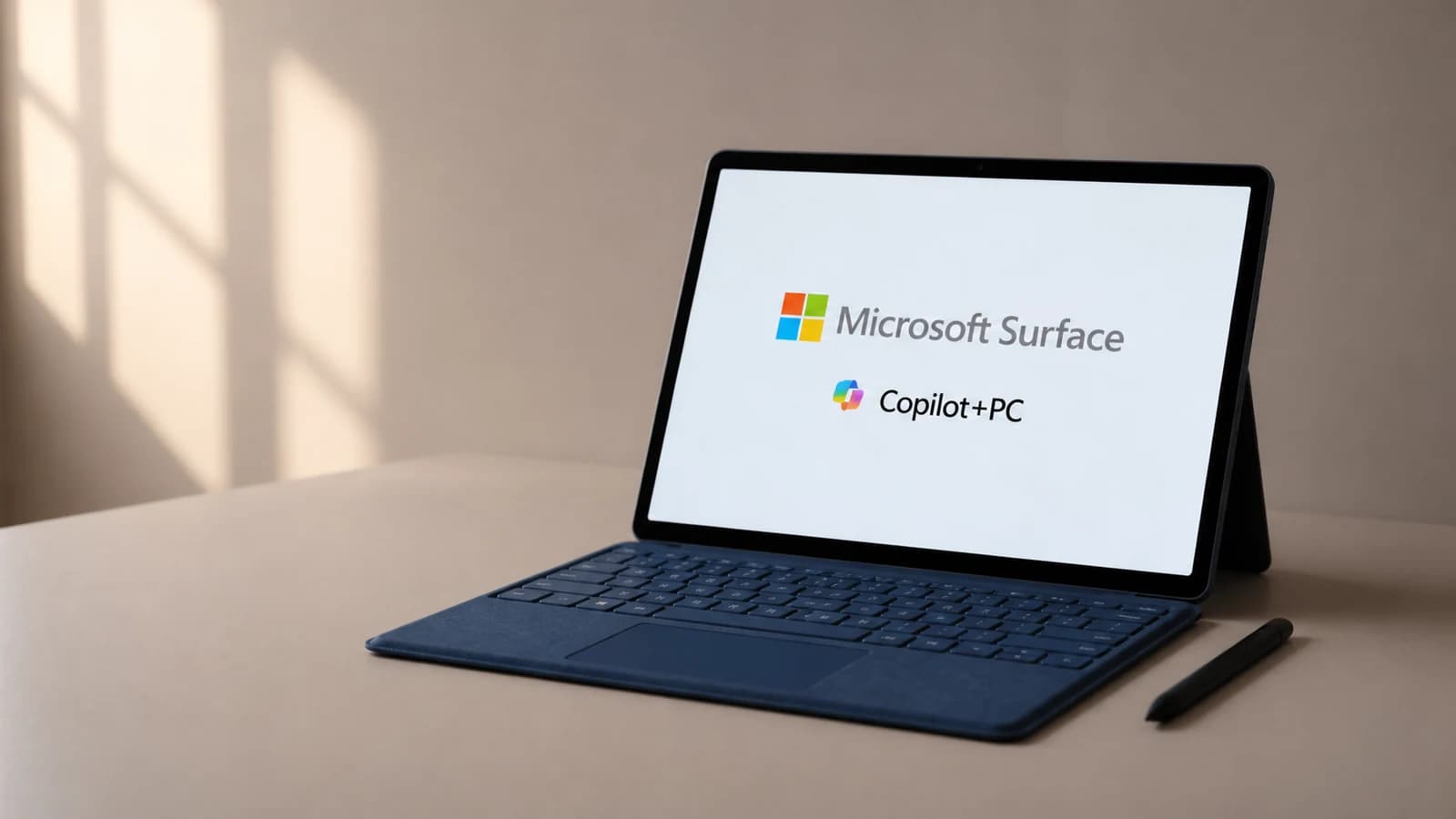 Логотип Microsoft Copilot на презентационном экране