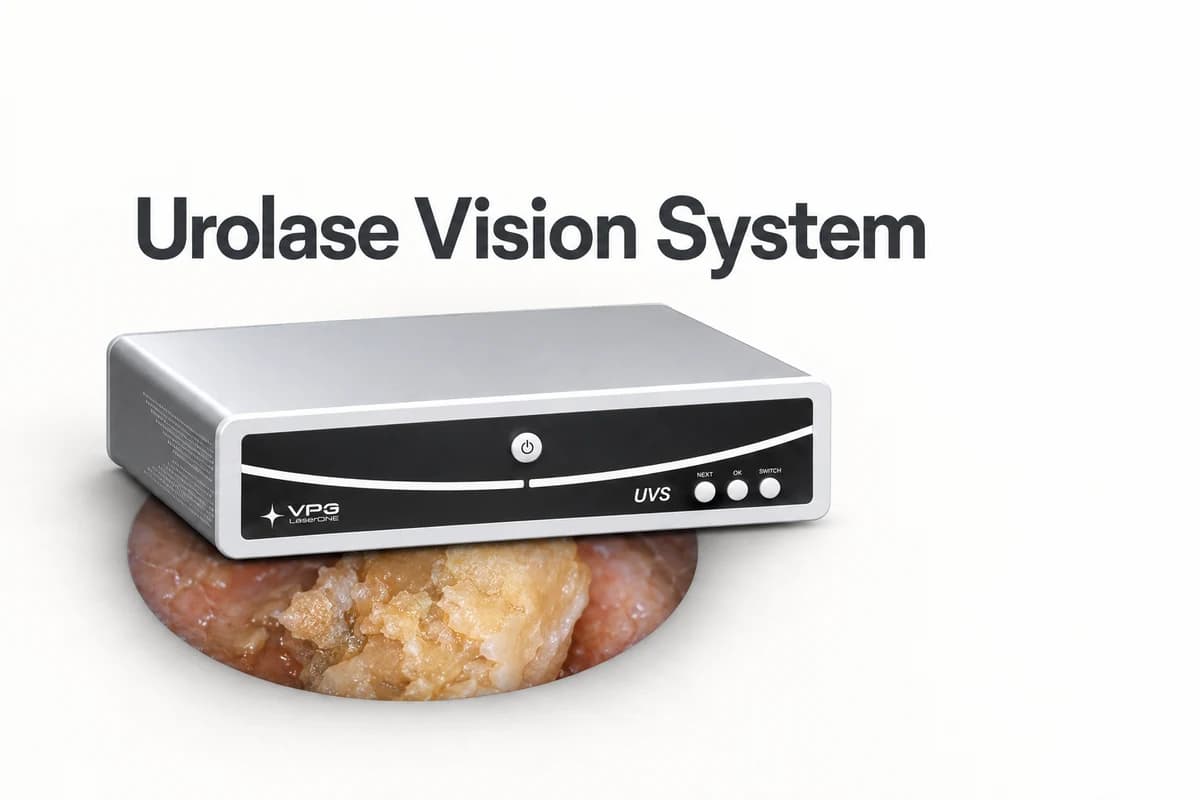 Модуль Urolase Vision System отбрасывает тень в виде эндоскопического изображения камня.