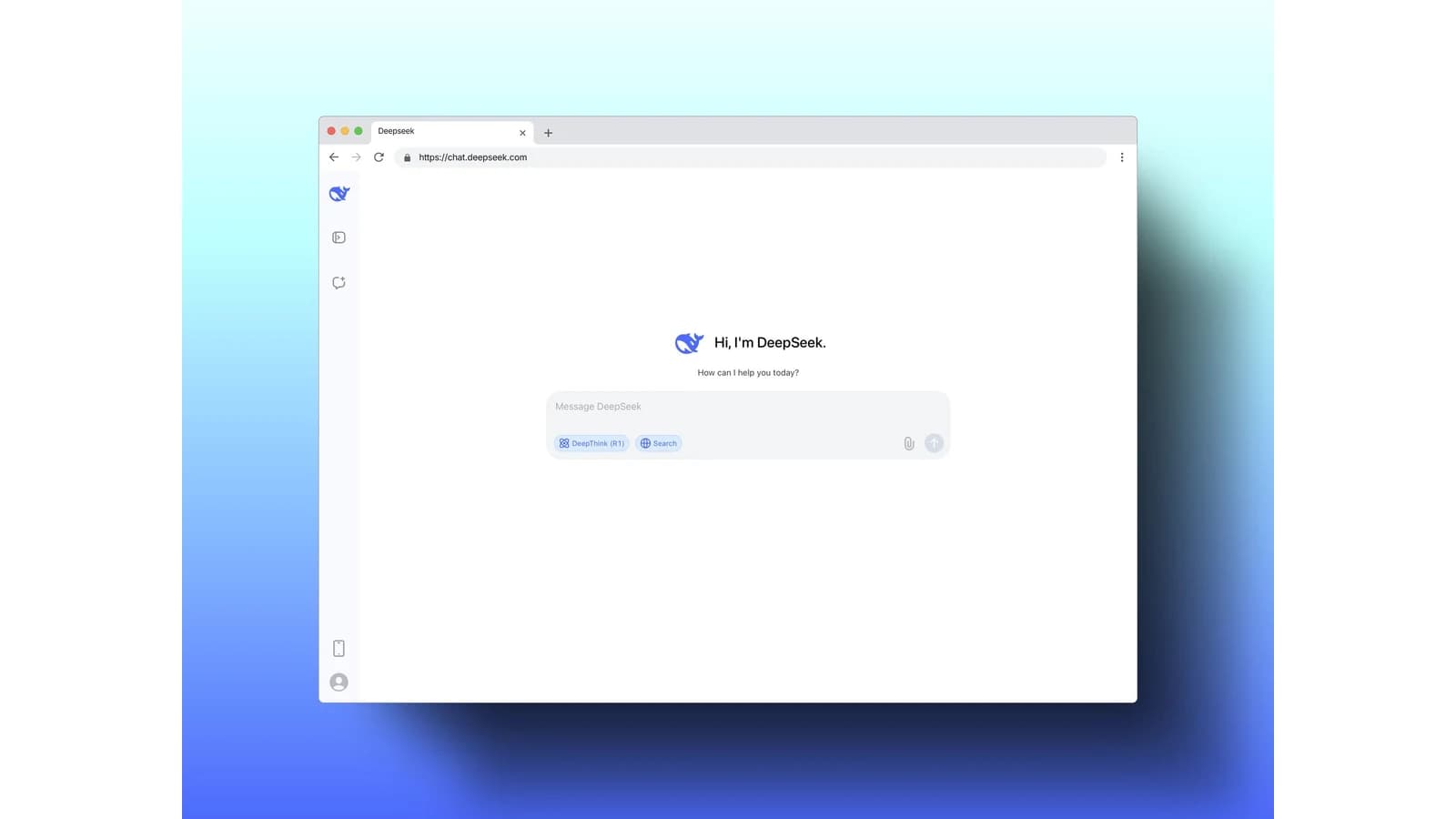 Архивный скриншот стартового экрана DeepSeek