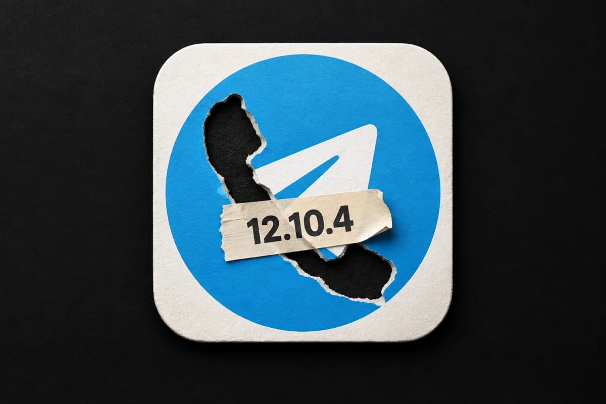 На иконке Telegram разрыв в форме телефонной трубки закрыт пломбой с надписью «12.10.4».