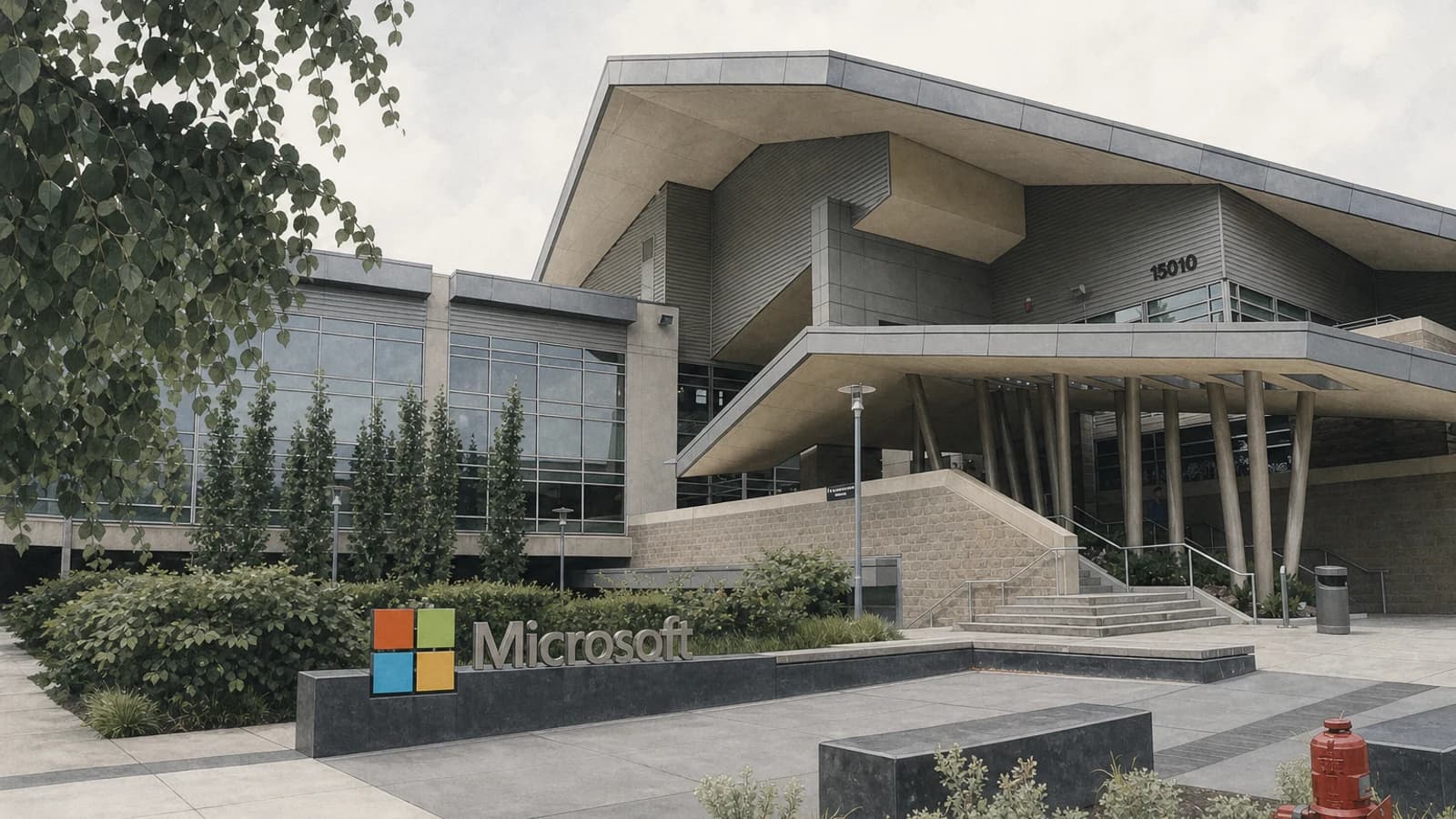 Вывеска Microsoft у штаб-квартиры компании