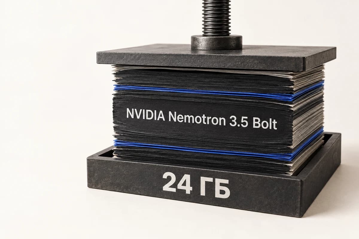 Плотный чёрный блок с надписью NVIDIA Nemotron 3.5 Bolt сжат внутри рамки с маркировкой 24 ГБ.