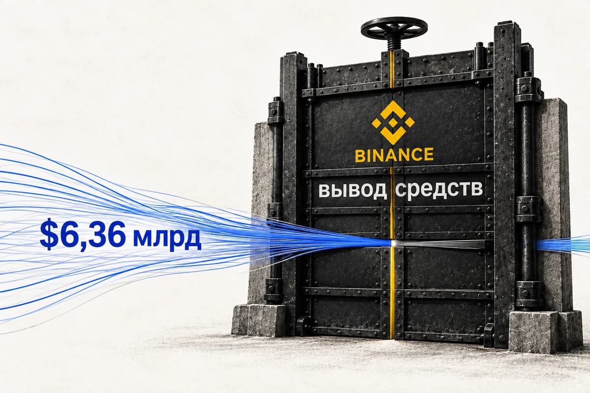 Закрытая заслонка вывода средств Binance перехватывает линии переводов после того, как один пучок уже прошёл через неё.