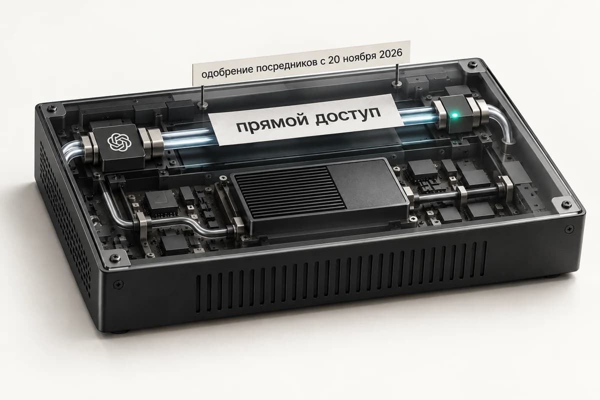 На прозрачном сетевом шлюзе полоса с надписью «прямой доступ» лежит только над сквозным каналом к OpenAI, не затрагивая внутренний модуль приложения.
