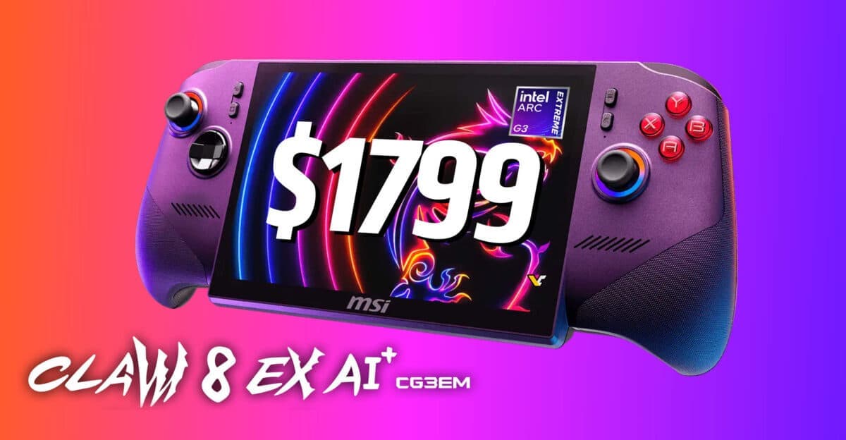 Портативная консоль MSI Claw 8 EX AI+ с Intel Arc G3 Extreme оценили почти в 2000 долларов
